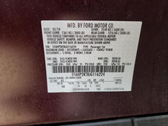 Photo 10 from auction – 2018 FORD TAURUS SHO with VIN 1FAHP2KT8JG116224