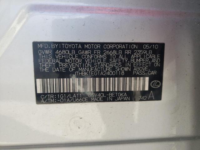 Photo 10 from auction – 2010 LEXUS ES 350 with VIN JTHBK1EG1A2400118