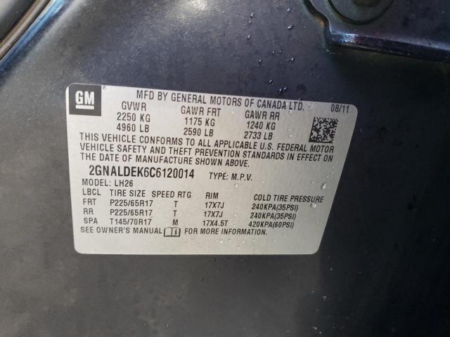 Photo 10 from auction – 2012 CHEVROLET EQUINOX LT with VIN 2GNALDEK6C6120014