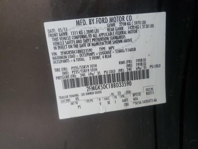 Photo 10 from auction – 2011 FORD FLEX LIMIT with VIN 2FMGK5DC1BBD33590