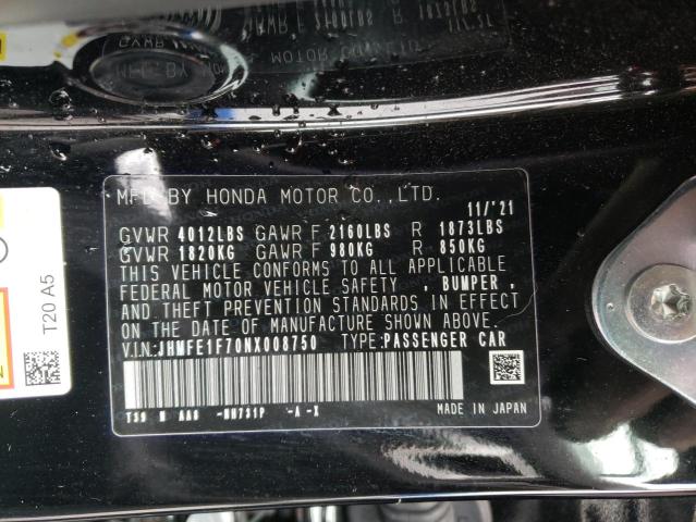 Photo 10 from auction – 2022 HONDA CIVIC EX with VIN JHMFE1F70NX008750