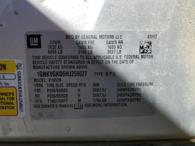 Photo 10 from auction – 2017 CHEVROLET TRAVERSE L with VIN 1GNKVGKD5HJ258627
