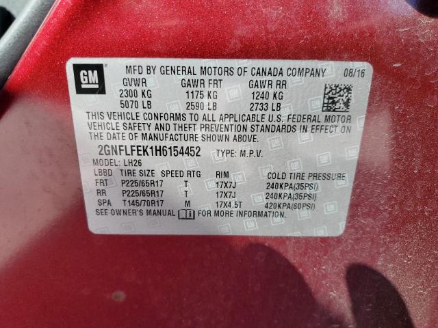 Photo 10 from auction – 2017 CHEVROLET EQUINOX LT with VIN 2GNFLFEK1H6154452