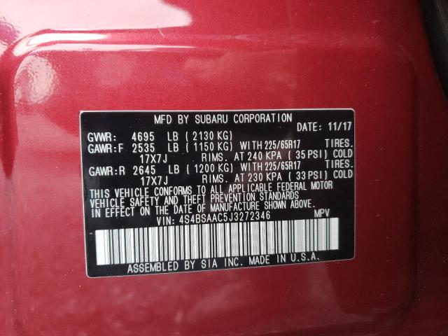Photo 10 from auction – 2018 SUBARU OUTBACK 2. with VIN 4S4BSAAC5J3272346