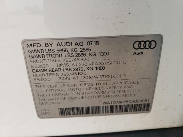 Photo 10 from auction – 2016 AUDI Q5 PREMIUM with VIN WA1D7AFP5GA023991