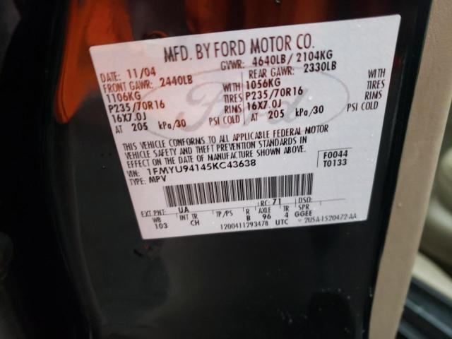 Photo 10 from auction – 2005 FORD ESCAPE LIM with VIN 1FMYU94145KC43638