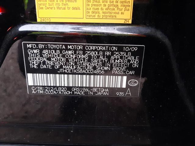 Photo 10 from auction – 2010 LEXUS GS 350 with VIN JTHCE1KS8A0024856