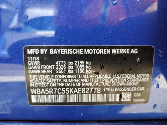 Photo 10 from auction – 2019 BMW 330XI with VIN WBA5R7C55KAE82778