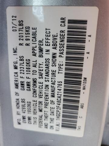 Photo 10 from auction – 2012 HONDA ACCORD LXP with VIN 1HGCP2F48CA214765
