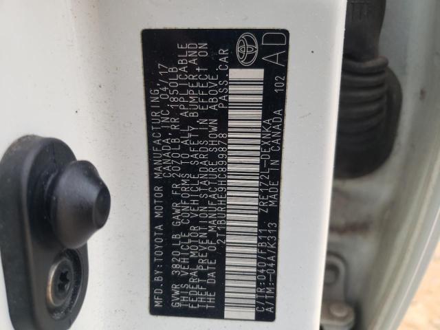 Photo 10 from auction – 2017 TOYOTA COROLLA L with VIN 2T1BURHE9HC899878