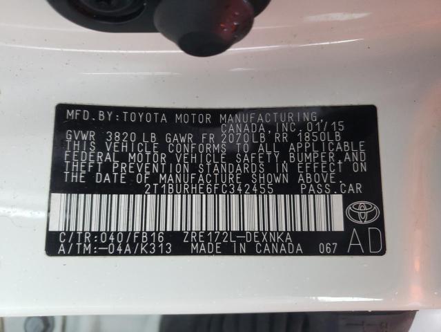 Photo 10 from auction – 2015 TOYOTA COROLLA L with VIN 2T1BURHE6FC342455