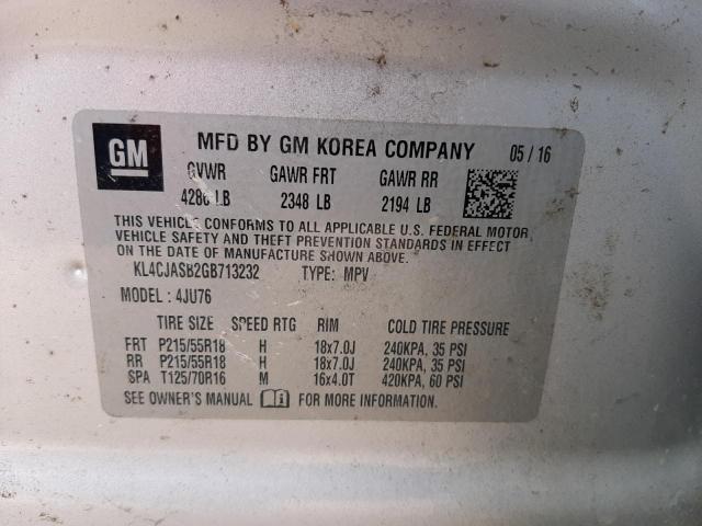 Photo 10 from auction – 2016 BUICK ENCORE with VIN KL4CJASB2GB713232