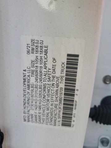 Photo 10 from auction – 2021 HONDA RIDGELINE with VIN 5FPYK3F75MB019709