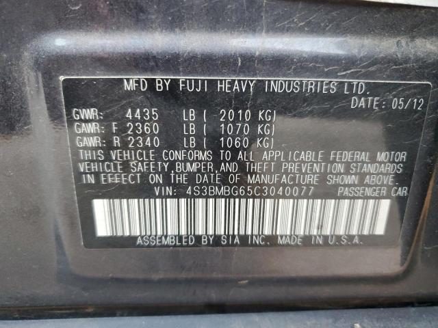 Photo 10 from auction – 2012 SUBARU LEGACY 2.5 with VIN 4S3BMBG65C3040077
