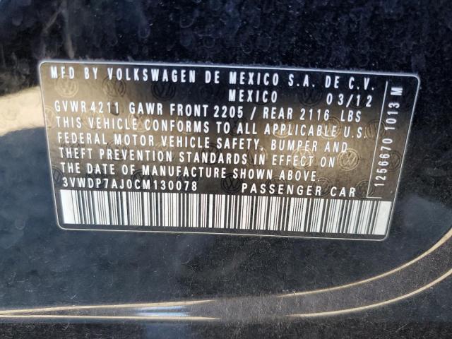 Photo 10 from auction – 2012 VOLKSWAGEN JETTA SE with VIN 3VWDP7AJ0CM130078
