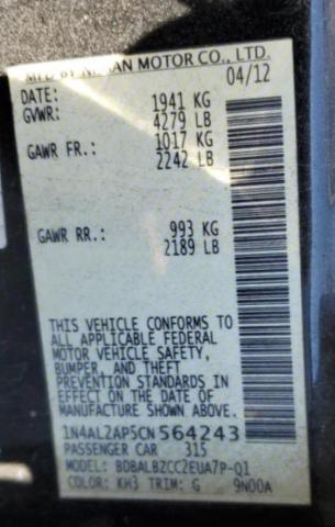 Photo 10 from auction – 2012 NISSAN ALTIMA BAS with VIN 1N4AL2AP5CN564243