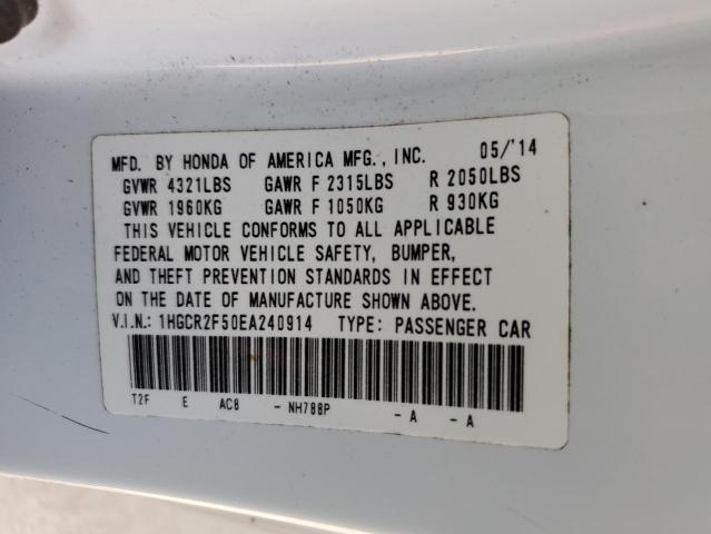 Photo 10 from auction – 2014 HONDA ACCORD SPO with VIN 1HGCR2F50EA240914