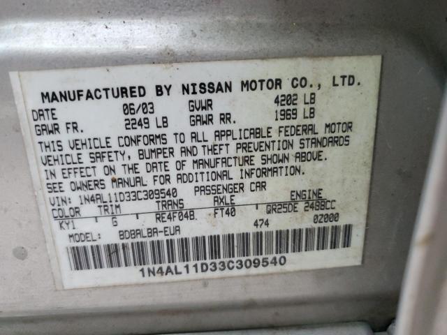 Photo 10 from auction – 2003 NISSAN ALTIMA BAS with VIN 1N4AL11D33C309540