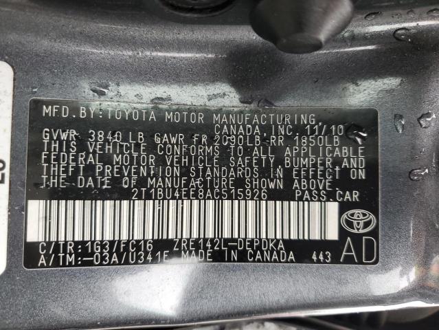 Photo 10 from auction – 2010 TOYOTA COROLLA BA with VIN 2T1BU4EE8AC515926