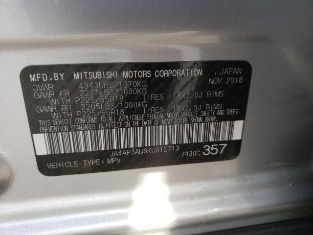 Photo 10 from auction – 2019 MITSUBISHI OUTLANDER with VIN JA4AP3AU6KU012713