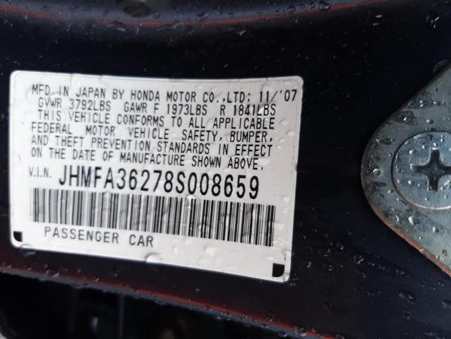 Photo 10 from auction – 2008 HONDA CIVIC HYBR with VIN JHMFA36278S008659