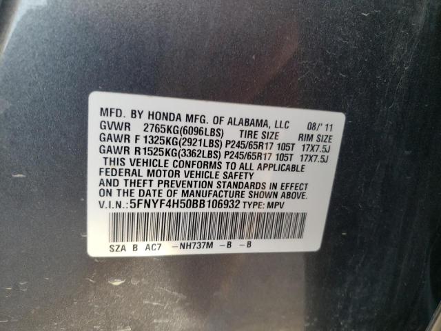 Photo 10 from auction – 2011 HONDA PILOT EXL with VIN 5FNYF4H50BB106932