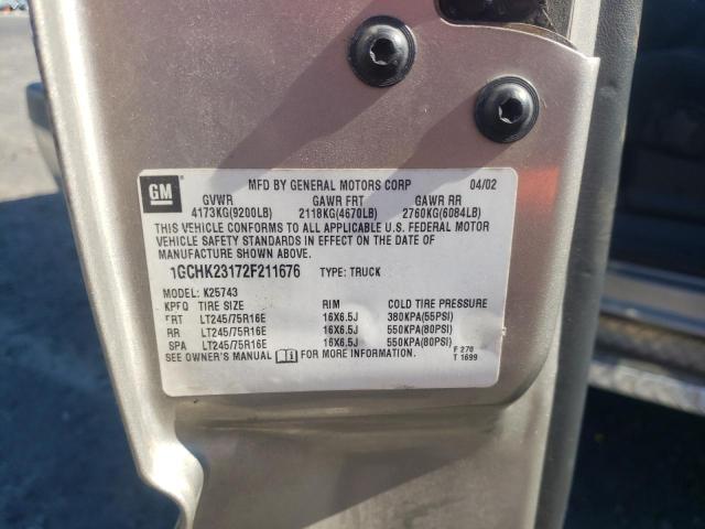 Photo 10 from auction – 2002 CHEVROLET SILVERADO with VIN 1GCHK23172F211676