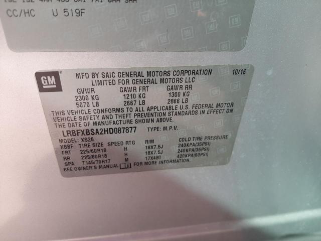 Photo 10 from auction – 2017 BUICK ENVISION E with VIN LRBFXBSA2HD087877
