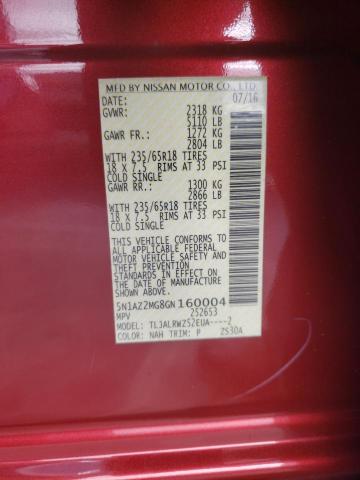 Photo 10 from auction – 2016 NISSAN MURANO S with VIN 5N1AZ2MG8GN160004