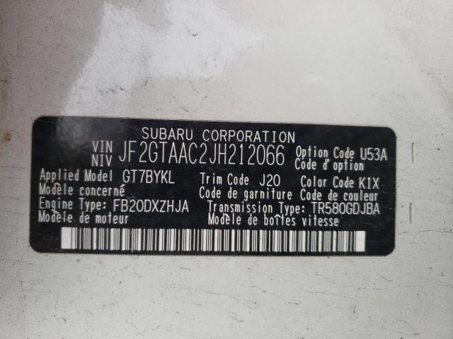 Photo 10 from auction – 2018 SUBARU CROSSTREK with VIN JF2GTAAC2JH212066