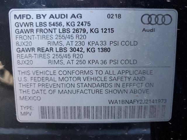Photo 10 from auction – 2018 AUDI Q5 PREMIUM with VIN WA1BNAFY2J2141973