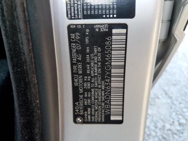 Photo 10 from auction – 2000 BMW 540 I AUTO with VIN WBADN6347YGM65086