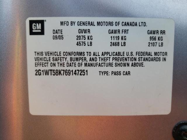 Photo 10 from auction – 2006 CHEVROLET IMPALA LT with VIN 2G1WT58K769147251