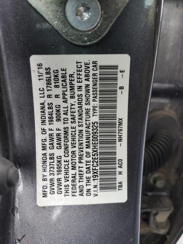 Photo 10 from auction – 2017 HONDA CIVIC LX with VIN 19XFC2E5XHE009325