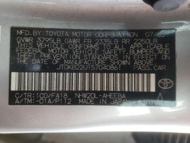 Photo 10 from auction – 2005 TOYOTA PRIUS with VIN JTDKB22U157040861