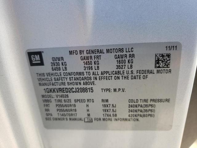 Photo 10 from auction – 2012 GMC ACADIA SLT with VIN 1GKKVRED2CJ208815