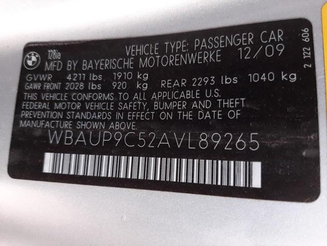 Photo 10 from auction – 2010 BMW 128 I with VIN WBAUP9C52AVL89265
