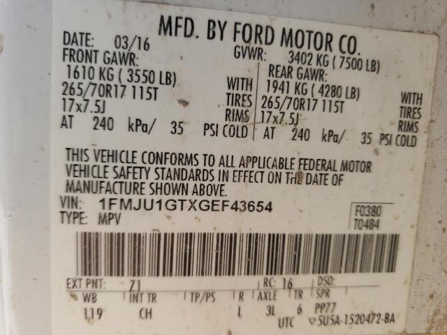 Photo 10 from auction – 2016 FORD EXPEDITION with VIN 1FMJU1GTXGEF43654