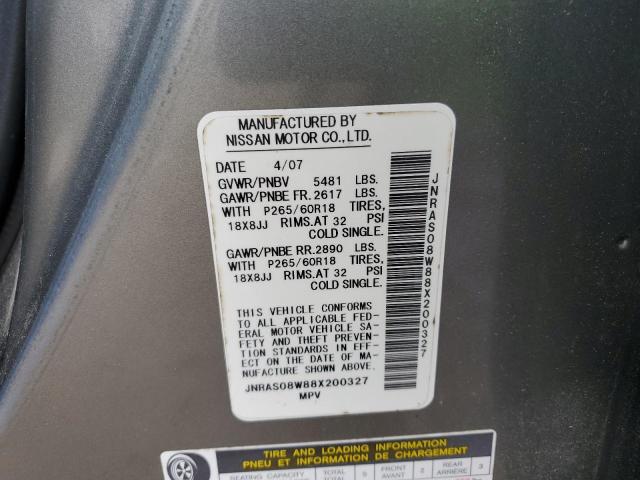 Photo 10 from auction – 2008 INFINITI FX35 with VIN JNRAS08W88X200327