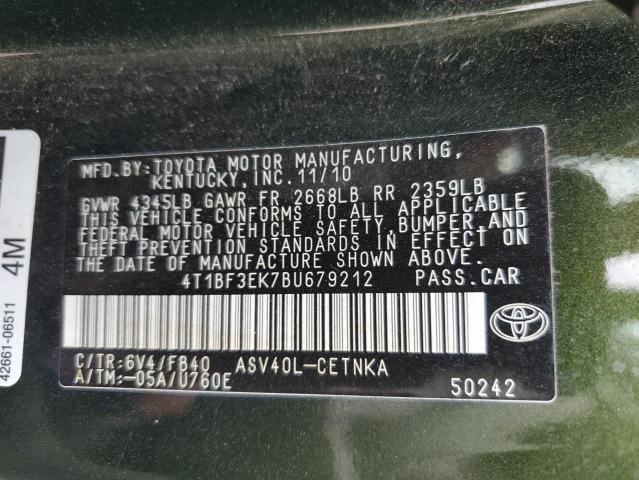 صورة رقم 10 من المزاد - 2011 TOYOTA CAMRY BASE مع VIN 4T1BF3EK7BU679212