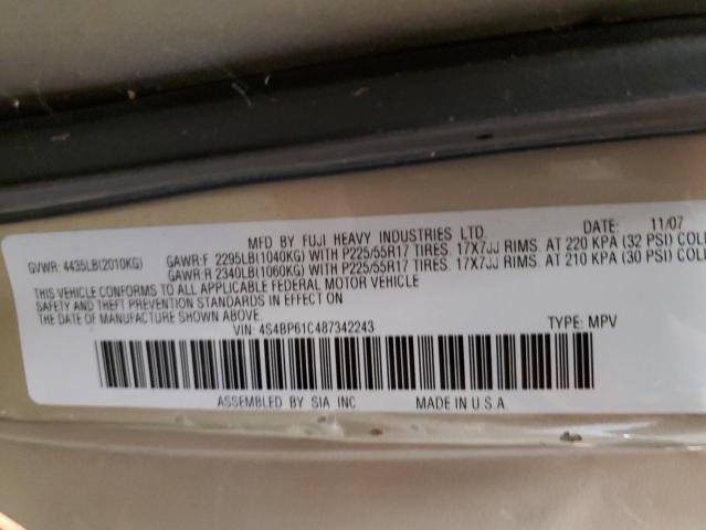 Foto 10 de la subasta – 2008 SUBARU OUTBACK 2. con VIN 4S4BP61C487342243