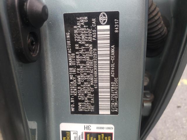 Photo 10 from auction – 2009 TOYOTA CAMRY BASE with VIN 4T1BE46K99U832979