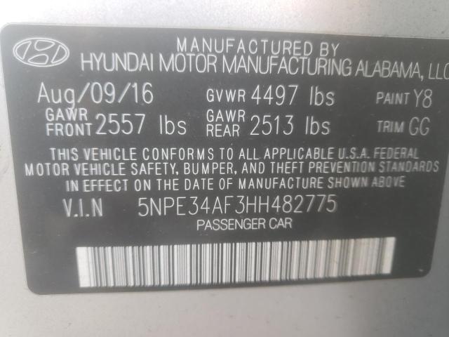 Photo 10 from auction – 2017 HYUNDAI SONATA SPO with VIN 5NPE34AF3HH482775