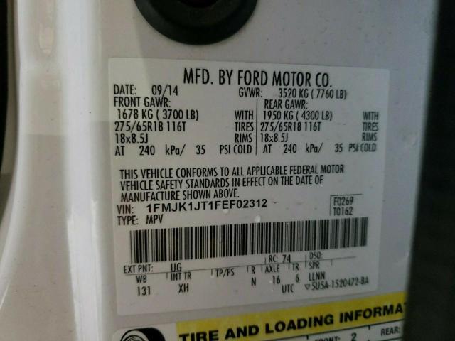 Photo 10 from auction – 2015 FORD EXPEDITION with VIN 1FMJK1JT1FEF02312