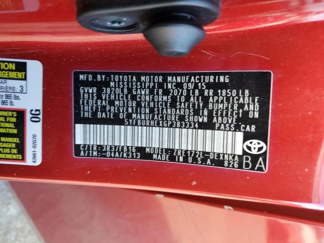Photo 10 from auction – 2016 TOYOTA COROLLA L with VIN 5YFBURHEXGP383334