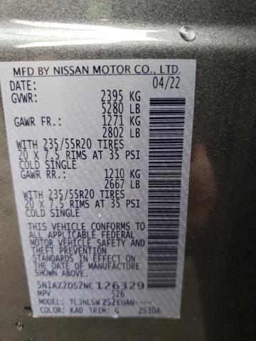 Photo 10 from auction – 2022 NISSAN MURANO PLA with VIN 5N1AZ2DS2NC126329