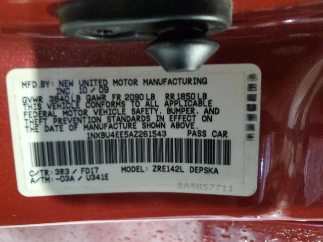 Photo 10 from auction – 2010 TOYOTA COROLLA BA with VIN 1NXBU4EE5AZ261543