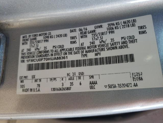 Photo 10 from auction – 2017 FORD ESCAPE S with VIN 1FMCU0F70HUA88361