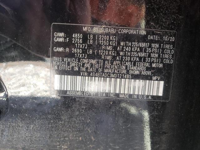 Photo 10 from auction – 2021 SUBARU OUTBACK PR with VIN 4S4BTADC3M3121485