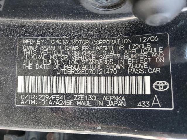 Photo 10 from auction – 2007 TOYOTA COROLLA CE with VIN JTDBR32E070121470